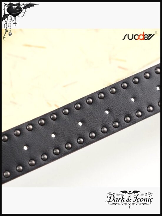 Faux Leather Studded Belt with Silver Buckle main image 6